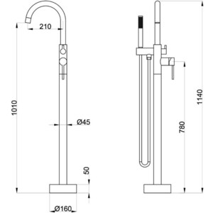 Смеситель для ванны Orange Steel напольный, хром (M99-336CR)