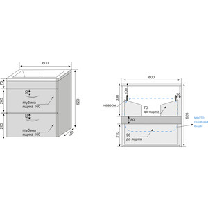 Тумба под раковину Style line Каре 60 Люкс подвесная, белая (СС-00002268)