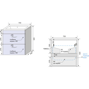 Тумба под раковину Style line Каре 70 Люкс подвесная, белая (СС-00002269)