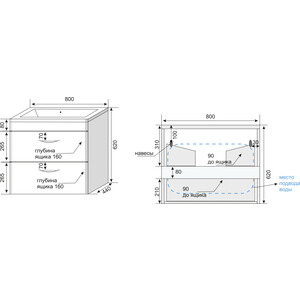 Тумба под раковину Style line Каре 80 Люкс подвесная, белая (СС-00002270)