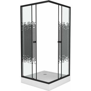 Душевой уголок Niagara Eco 80x80 прозрачный с рисунком, черный (NG-008-14Q BLACK)