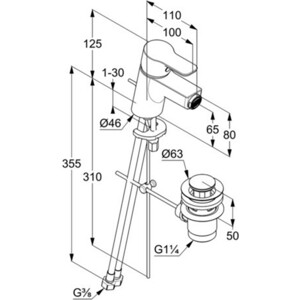 Смеситель для биде Kludi Pure&Easy с донным клапаном (375330565)