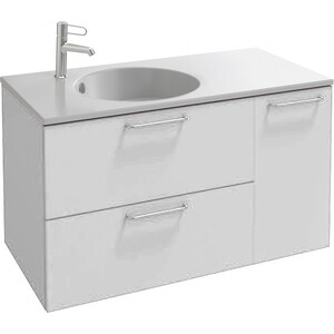 Тумба с раковиной Jacob Delafon Odeon Rive Gauche 100 подвесная, белый блестящий/хром (EB2544-R5-N18, EXAU112-Z)