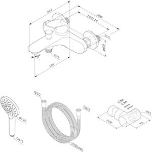 Смеситель для ванны Am.Pm Like с душем, хром (F8015000)
