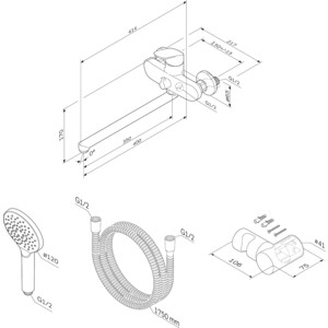 Смеситель для ванны Am.Pm Lik с душем, хром (F8095000)