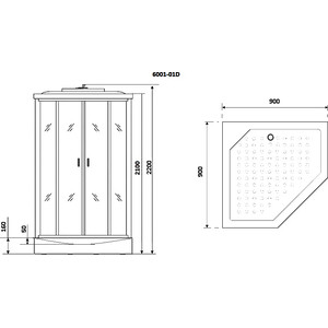 Душевая кабина Niagara NG-6001-01D 90х90х220