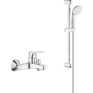 Смеситель для ванны Grohe BauFlow с душевым гарнитуром, хром (23601000, 27853001)
