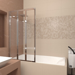 Шторка для ванны Veconi Palau 90x150 левая, прозрачная, хром (PL73L-90-01-19C4)