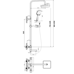 Душевая система Orange Thermo с термостатом, черная (T02S4-911b)