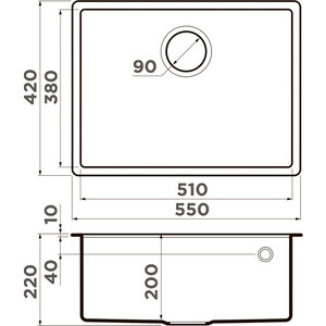 Кухонная мойка Omoikiri Tedori 54-U BL черная (4993988)