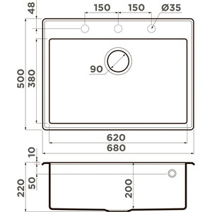 Кухонная мойка Omoikiri Tedori 68 PL платина (4993971)
