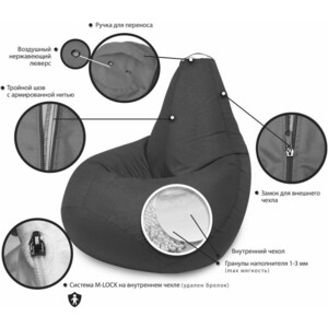 Кресло бескаркасное Mypuff Груша шоколад размер компакт оксфорд bm_022