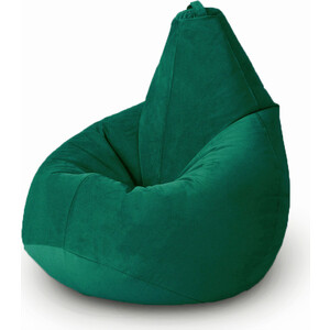 Кресло бескаркасное Mypuff Груша темный изумруд размер комфорт мебельный велюр bbb_469