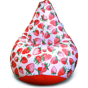 Кресло бескаркасное Mypuff груша, Клубника Дивная, размер XXXL- Стандарт, мебельный хлопок и оксфорд