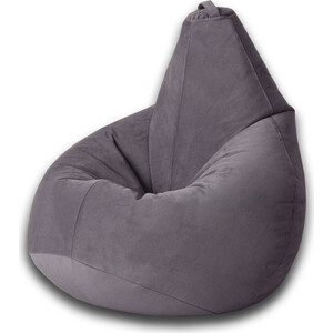Кресло бескаркасное Mypuff груша, Темно-серый, размер XXXL- Стандарт, мебельный велюр