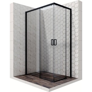 Душевой уголок Ambassador Queen 120x80 с поддоном, прозрачный, черный (11011205LBlack , ЛП00058)