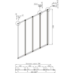Шторка для ванны Ambassador Bath Screens 90 правая, прозрачная, хром (16041110R)