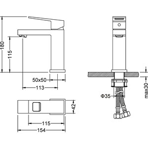 Смеситель для раковины Timo Briana черный (7161/03F)