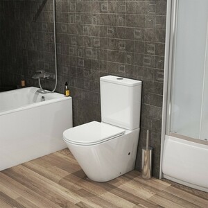 Унитаз-компакт безободковый Grossman с тонким сиденьем-микролифт, белый (GR-4449S)