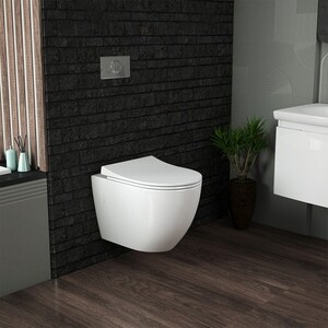 Унитаз подвесной безободковый Grossman с тонким сиденьем-микролифт, белый (GR-4451S)