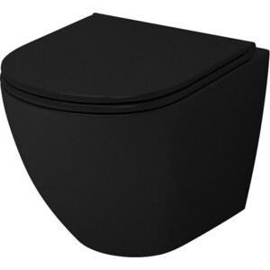 Унитаз подвесной безободковый Grossman с тонким сиденьем-микролифт, черный матовый (GR-4455BMS)