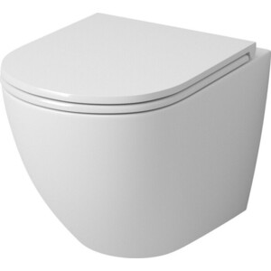 Унитаз подвесной безободковый Grossman с тонким сиденьем-микролифт, белый (GR-4455S)