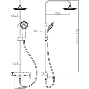 Душевая система Aquanet AF320-72-R-C Logic со смесителем, хром (243326)