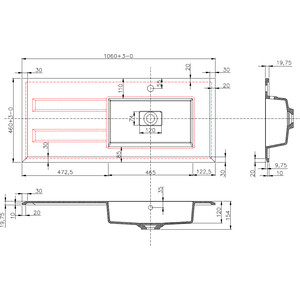 Раковина мебельная Cezares Bellagio 105х45 левая (50213)