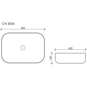 Раковина-чаша Ceramicanova Element 60х42 прямоугольная (CN5004)
