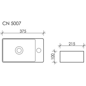 Раковина накладная Ceramicanova Element 37х21 отверстие справа (CN5007)