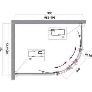 Душевой уголок BelBagno Uno 195-RH-2 100х80 прозрачный, хром (UNO-195-RH-2-100/80-C-Cr)