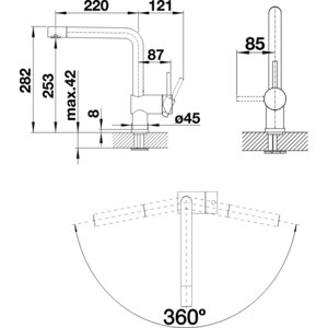 Смеситель для кухни Blanco Linus матовый черный (525806)