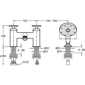 Смеситель на борт ванны Jacob Delafon Nouvelle Vague с душем, черный (E78343-BLV)
