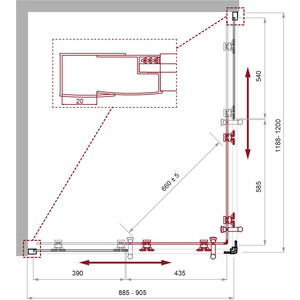 Душевой уголок BelBagno Uno 195-AH-2 120х90 прозрачный, хром (UNO-195-AH-2-120/90-C-Cr)