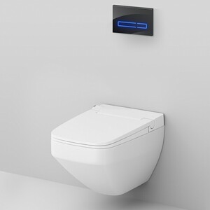 Комплект унитаза-биде Am.Pm Inspire V2.0 с крышкой-биде, инсталляцией, клавиша смыва черная (IS450A38.CCC50A)