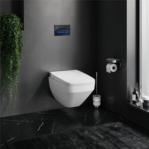 Комплект унитаза-биде Am.Pm Inspire V2.0 с крышкой-биде, инсталляцией, клавиша смыва черная (IS450A38.CCC50A)