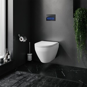 Комплект унитаза Am.Pm Spirit 2.0 FlashClean безободковый, с сиденьем микролифт, инсталляцией, клавиша смыва черная (IS450A38.701700)