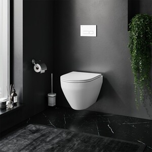 Комплект унитаза Am.Pm Spirit 2.0 FlashClean безободковый, с сиденьем микролифт, инсталляцией, клавиша смыва белая (IS47001.701700)