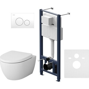 Комплект унитаза Am.Pm Awe с сиденьем микролифт, инсталляцией, клавиша смыва белая (IS49001.111738)