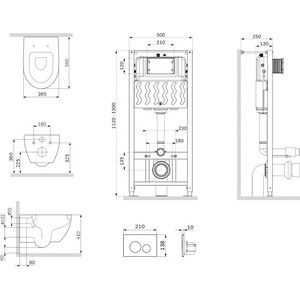 Комплект унитаза Am.Pm Awe с сиденьем микролифт, инсталляцией, клавиша смыва белая (IS49001.111738)