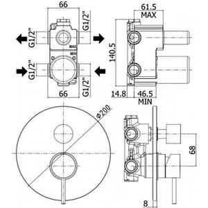 Смеситель для ванны Paffoni Light черный матовый (8020913530458)