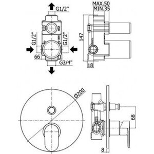 Смеситель для ванны Paffoni Candy хром (8020913473663)