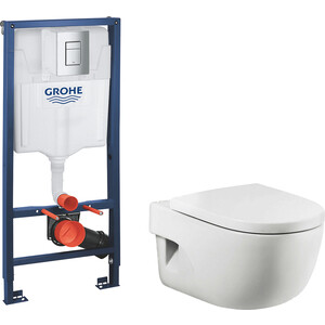 Комплект унитаза Roca Meridian Compact с инсталляцией, кнопкой, сиденьем микролифт (346248000, 8012AC00B, 38772001)