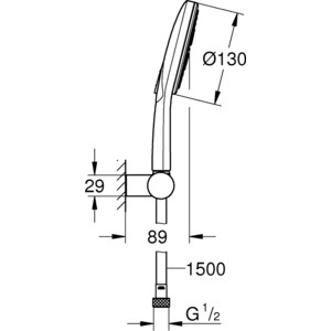Душевой набор Grohe Rainshower SmartActive 3 вида струи, белая луна (26580LS0)