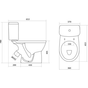 Унитаз-компакт Santek Бореаль косой выпуск, с сиденьем полипропилен (1WH301704)