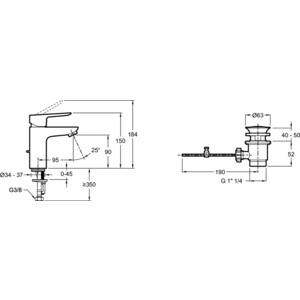 Смеситель для раковины Jacob Delafon Oscar с донным клапаном, матовый черный (E29842-BL)