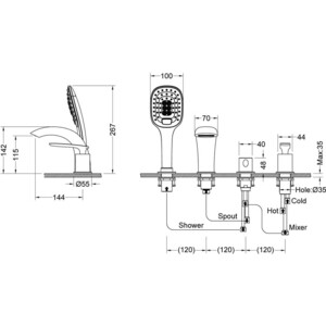 Смеситель на борт ванны Timo Helmi врезной, черный (4020/03Y)