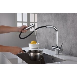 Смеситель для кухни Timo Saona с подключением к фильтру и выдвижным изливом, хром (2356/00FL)