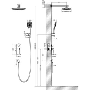 Душевая система Timo Helmi встраиваемая, черная (SX-4069/03SM)