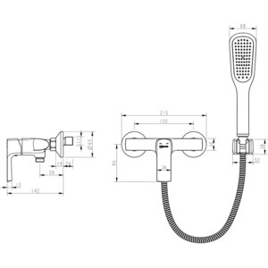 Смеситель для душа Lemark Ursus с ручным душем, черный (LM7203BL)